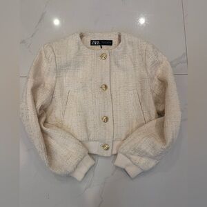 Zara Tweed Bomber Jacket